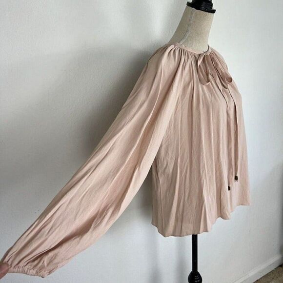 Muche Muchette Women's Pink Flowy Peasant Blouse Tassel Boho Shirt Top OS NWT - Picture 7 of 12